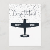 初めてのソロ飛行シンプル飛行機、パーソナライズされた航空 ポストカード (正面)