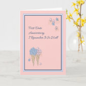 初めてのデート記念カード ピンクの桃色 花の円錐 カード (黄色い花)