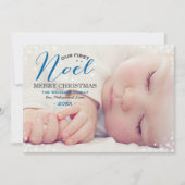 初めてのノエル エレガント ブルー スノーフレーク フォト シーズンカード (正面)