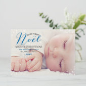 初めてのノエル エレガント ブルー スノーフレーク フォト シーズンカード (スタンド正面)