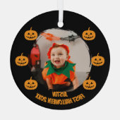 初めてのハロウィンの写真 ガラスオーナメント (裏面)