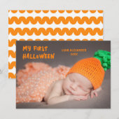 初めてのハロウィンの赤ちゃんの写真  ノートカード (正面/裏面)