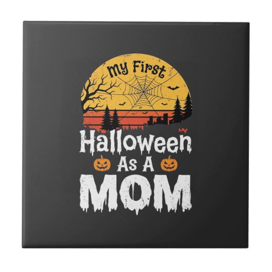 初めてのハロウィンママ ビンテージサンセットデザイン_1 タイル (正面)