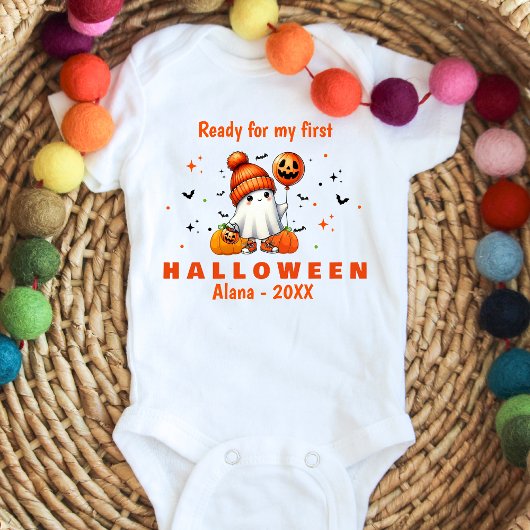 初めてのハロウィーンかわいい幽霊 ベビーボディスーツ