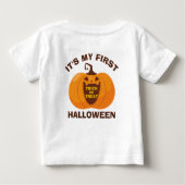 初めてのハロウィーントリックまたはカボチャの治療 ベビーTシャツ (裏面)