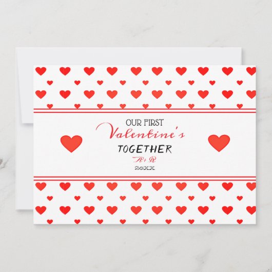 初めてのバレンタインデー一緒 赤いハートの写真 シーズンカード (正面)