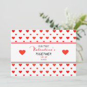 初めてのバレンタインデー一緒 赤いハートの写真 シーズンカード (スタンド正面)