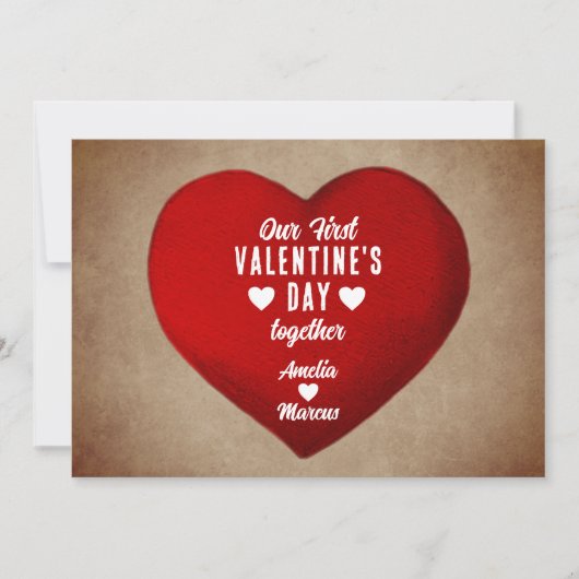 初めてのバレンタインデー一緒 赤いハート シーズンカード (正面)