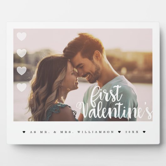 初めてのバレンタインデー記念 Mr & Mrs ミニマル カップル フォト フォトプラーク (正面)