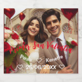 初めてのバレンタインデー |写真スペインの スパークリングワインラベル (シングルラベル)