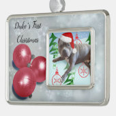 初めてのペットのクリスマス シルバープレートフレームオーナメント (左)