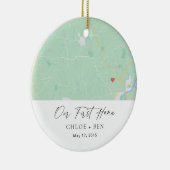 初めてのホームパーソナライズされたマップ セラミックオーナメント (右)