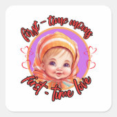 初めてのママ、初めての恋 – 女の子 スクエアシール (正面)