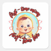 初めてのママ、初めての恋 – 男の子 スクエアシール (正面)