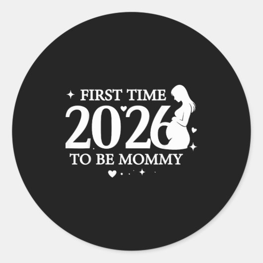 初めてのママ 新米ママ 妊娠 ママTシャツ ラウンドシール (正面)