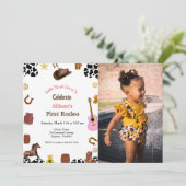 初めてのロデオのカウガール・ファーストバースデーパーティー 招待状 (スタンド正面)