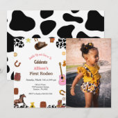 初めてのロデオのカウガール・ファーストバースデーパーティー 招待状 (正面/裏面)