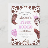 初めてのロデオカウガール ワイルドウェスタン 誕生日おめでとう  招待状 (正面)