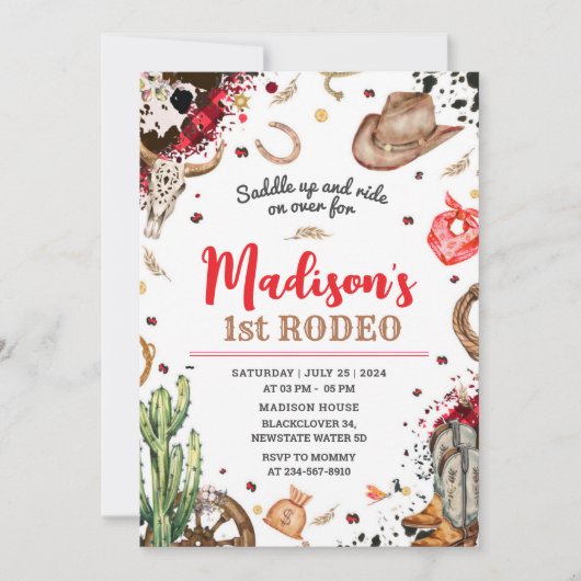 初めてのロデオカウボーイ パーティー 招待状 (正面)