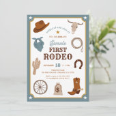 初めてのロデオカウボーイ ワイルドウェスト ボーイ ファーストバースデー 招待状 (スタンド正面)