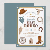 初めてのロデオカウボーイ ワイルドウェスト ボーイ ファーストバースデー 招待状 (正面/裏面)