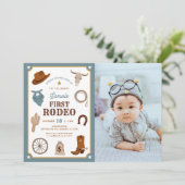 初めてのロデオカウボーイ ワイルドウェスト 初誕生日写真 招待状 (スタンド正面)