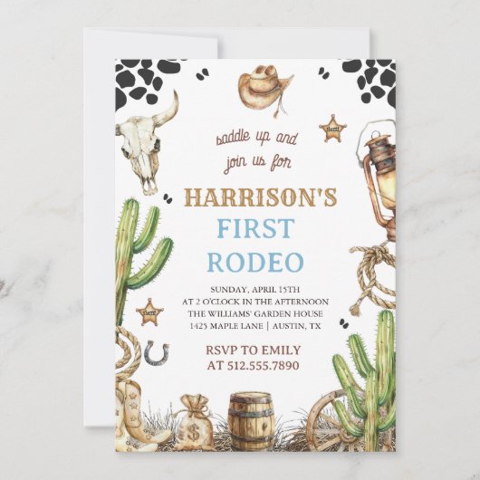 初めてのロデオ招待状 私の最初のロデオ招待状 招待状 (正面)