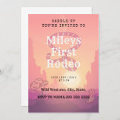 初めてのロデオ誕生日カード-乗馬の準備を！ 招待状 (正面/裏面)
