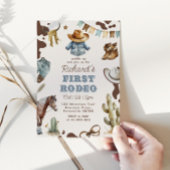 初めてのロデオ1歳の誕生日ウェスタンカウボーイ写真 招待状
