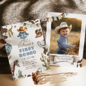 初めてのロデオ1歳の誕生日ウェスタンカウボーイ写真 招待状