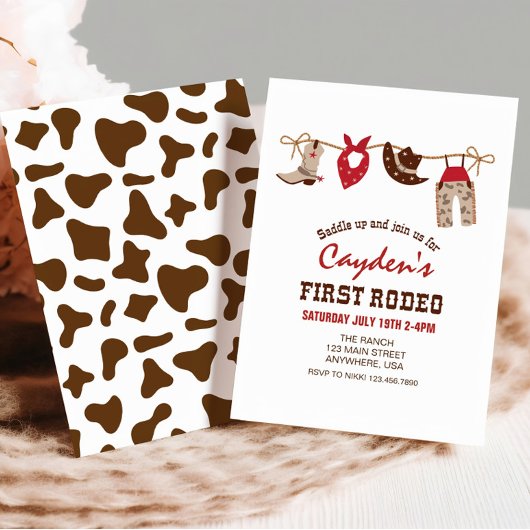 初めてのロデオ ウェスタンカウボーイ ファーストバースデー招待状 招待状