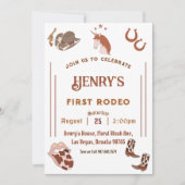 初めてのロデオ ウェスタンカウボーイ ファーストバースデー 招待状 (正面)