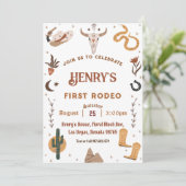 初めてのロデオ ウェスタンカウボーイ ファーストバースデー 招待状 (スタンド正面)