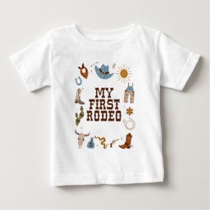 初めてのロデオ ウェスタンカウボーイ 1歳の誕生日 ベビーTシャツ