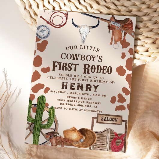 初めてのロデオ ウェスタンカウボーイ 1歳の誕生日 招待状