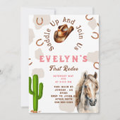 初めてのロデオ ウエスタン 馬  コウボー ハット サボテン 招待状 (正面)