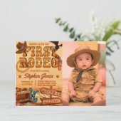 初めてのロデオ - コウボーイの誕生日（写真付き） 招待状 (スタンド正面)