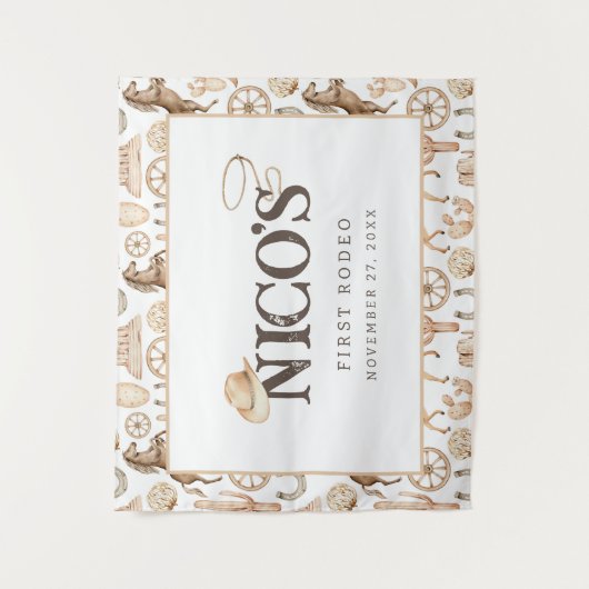 初めてのロデオ ニュートラル サザンカウボーイ 誕生日 タペストリー (正面)