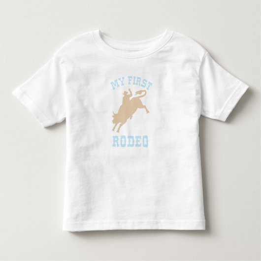 初めてのロデオ ベイビーブルーとタン 誕生日 トドラーTシャツ (正面)