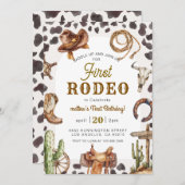 初めてのロデオ ワイルドウェストカウボーイ誕生日 招待状 (正面/裏面)
