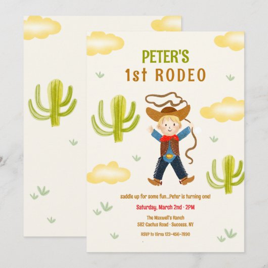 初めてのロデオ 招待状 (正面/裏面)
