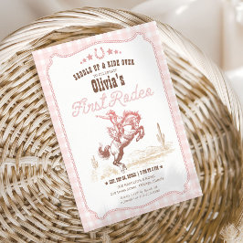 初めてのロデオ 1歳の誕生日 ピンク ウエスタン 招待状