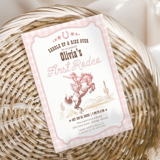 初めてのロデオ 1歳の誕生日 ピンク ウエスタン 招待状