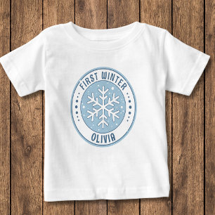 初めての冬の記念 スノーフレーク ベビー ベビーTシャツ