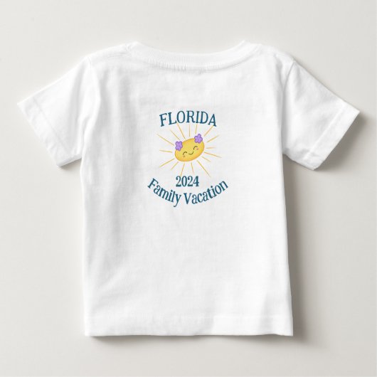 初めての夏休みかわいい飛行機 ベビーTシャツ (裏面)