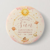 初めての太陽一周 女の子の1歳の誕生日 缶バッジ (正面)