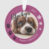 初めての子犬のクリスマス 田舎風の犬の名前 写真入り オーナメント (正面)