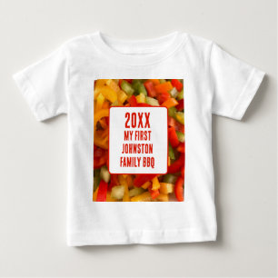 初めての家族懇親会サマーフード写真BBQ ベビーTシャツ