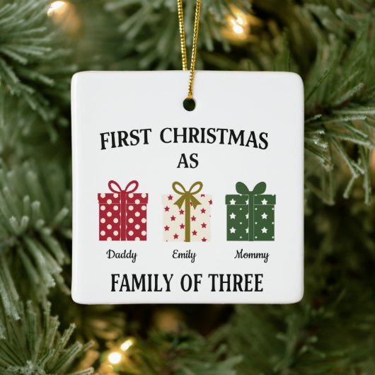 初めての家族3人クリスマスギフト セラミックオーナメント (ツリー)