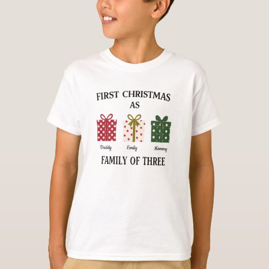初めての家族3人クリスマスギフト Tシャツ (正面)